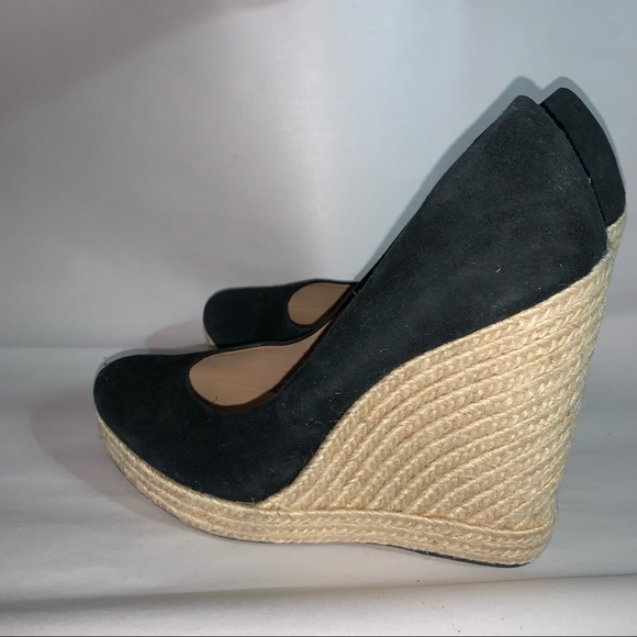 🍔SOLD🍔SALVATORE FERRAGAMO size 10 suede PLATFORM wedge heel ESPADRILLE pumps - Picture 6 of 12